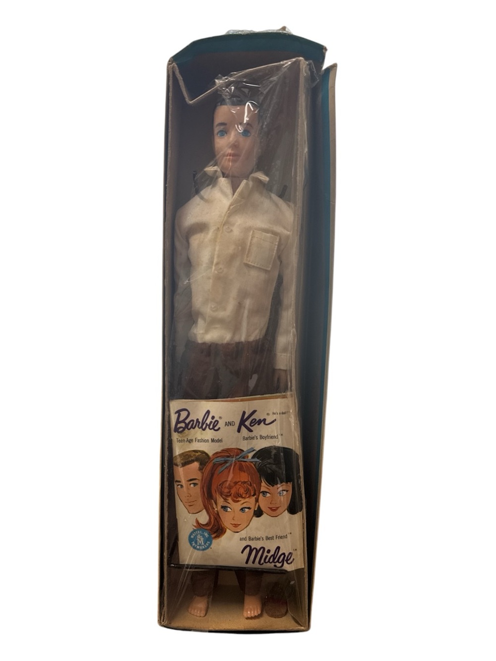 Vintage Ken Doll in Cream Shirt and Brown Pants